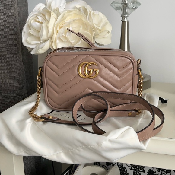 Gucci dusty pink mini marmont vguc bag crossbody - Picture 5 of 8